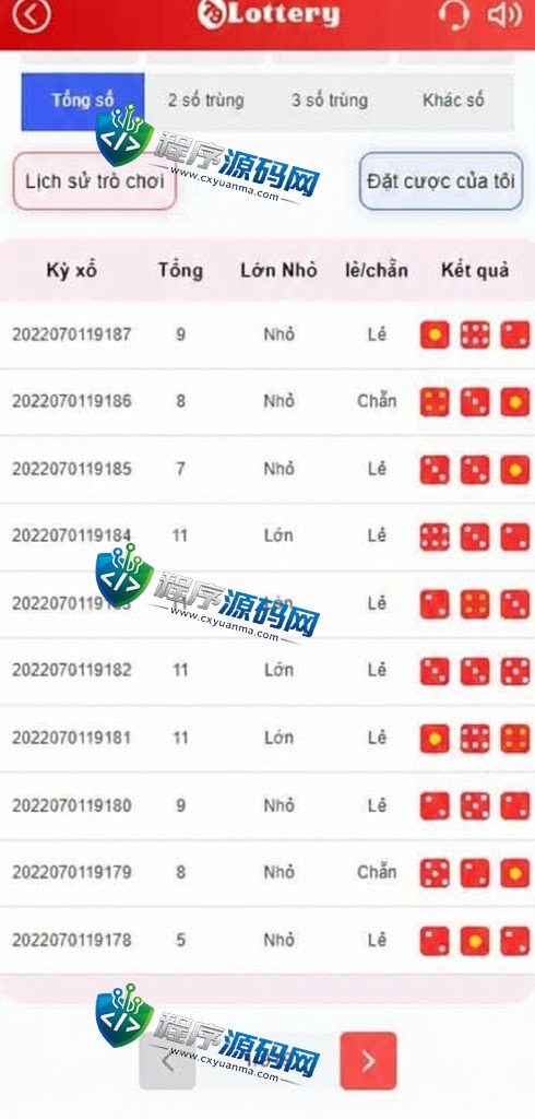 Lottery越南语言彩票系统源码/越南快三平台源码/越南时时彩源码/竞猜下注游戏/控制开奖