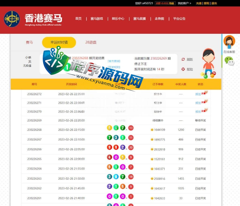 香港赛马竞猜系统源码/含开奖动画效果