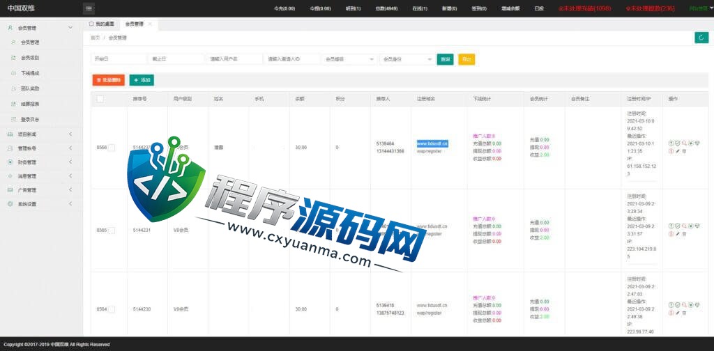 中国双维影视投资源码/理财众筹系统/余额宝分红/积分商城